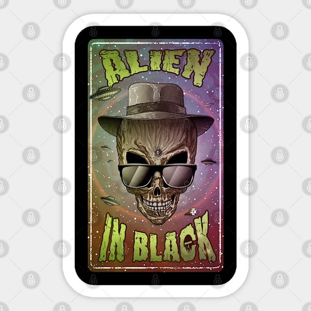 Alien in Black Sticker by HEJK81